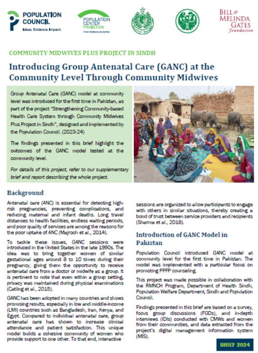 Community Midwives Plus Project in Sindh: Introducing Group Antenatal Care (GANC) at the Community Level Through Community Midwives cover